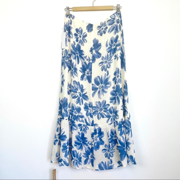 REFORMATION Roma midi Skirt floral white and blue Celestia color size 6 - Picture 3 of 10